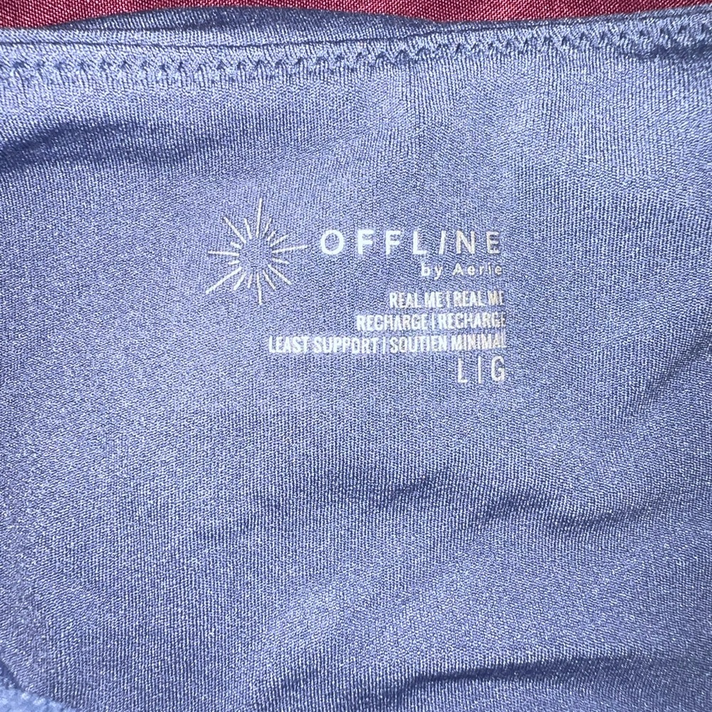 Aerie OFFLINE Real Me Low Key Longline Sports Bra Marbled Blue Large - Picture 3 of 6